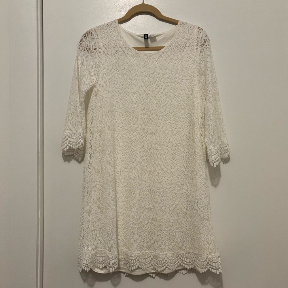 H&M White Lace Long Sleeve Dress in Size 12